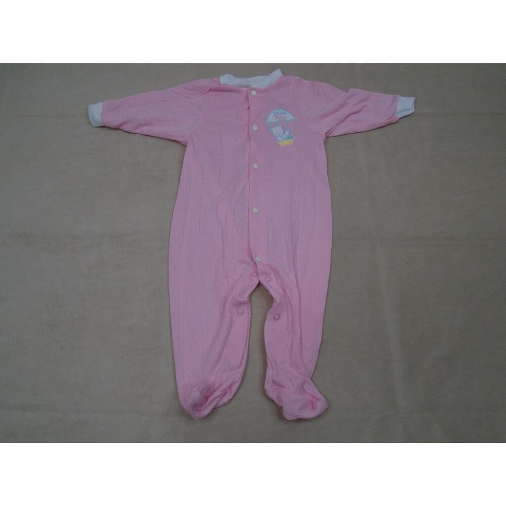 Vintage 90s Izod Baby Girls One Piece Pink Embroidered Teddy Bear Size 9-12M